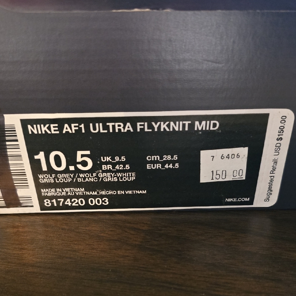 Nike AF1 Ultra Flyknit Mid Light Gray Sneakers - Picture 2 of 3